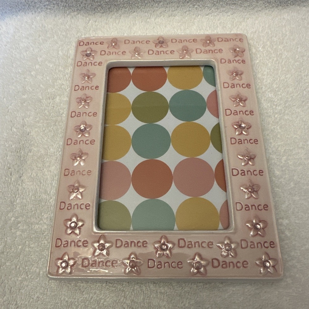 RUSS Dance Picture Frame Ballerina Pink Flowers Spring Recital Ceramic 4x6"‎